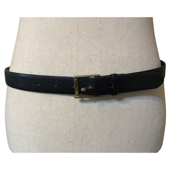 JOHN HENRY Black Full Grain Cowhide Leather Belt Gold Buckle Men Waist 29"- 33 " - Picture 1 of 9